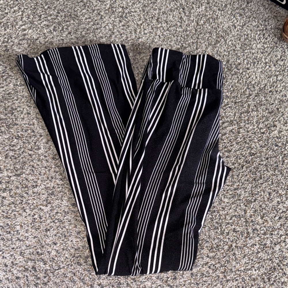 No Boundaries Black and White Striped Leggings